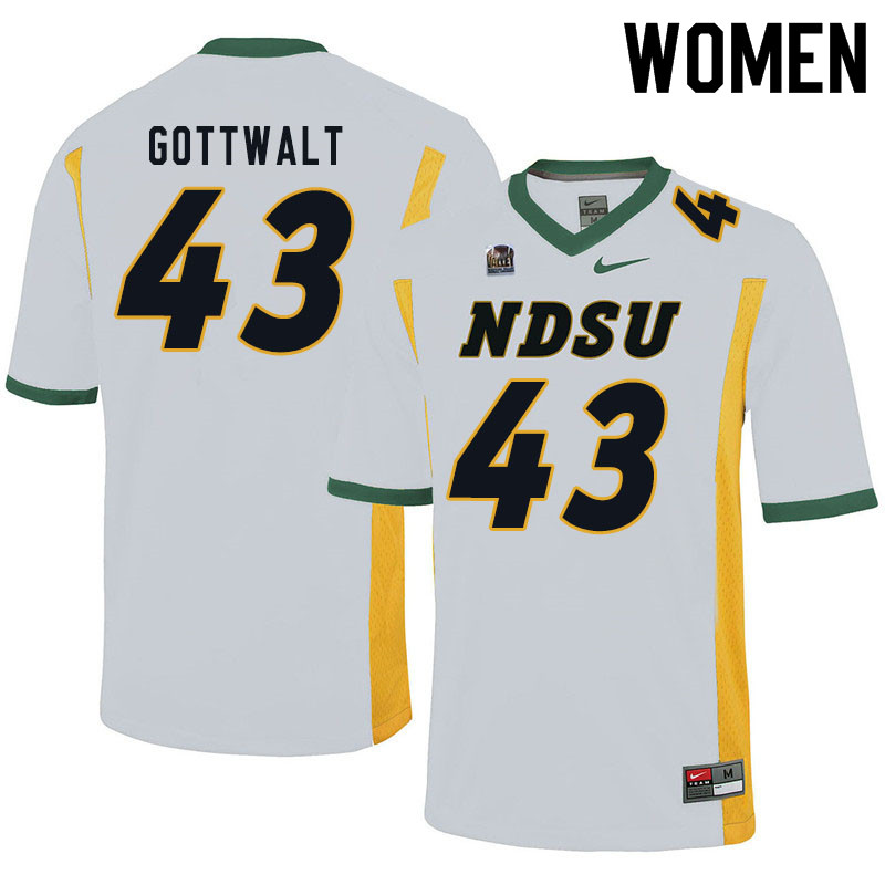 Women #43 Zach Gottwalt North Dakota State Bison College Football Jerseys Sale-White - Click Image to Close